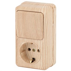 2-705-11 Intro Блок розетка+выкл.верт., 10(16)А-250В, IP20, ОУ, Quadro, сосна - фото 44536