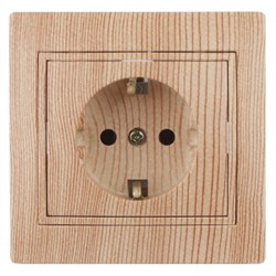 1-202-11  Intro Розетка 2P+E Schuko, 16А-250В, IP20, СУ, Plano, сосна