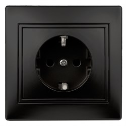 1-206-05  Intro Розетка 2P+E Schuko со шторками, 16А-250В, IP20, СУ, Plano, антрацит