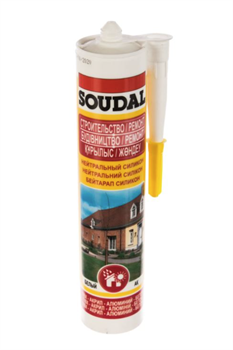Герметик SOUDAL нейтральный силикон санитарный белый картридж 280 мл (15шт/уп) - фото 48076