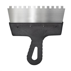 Шпатель зубчатый 200мм зуб10мм, нерж. сталь фасадный БИБЕР(30шт/уп) - фото 51714