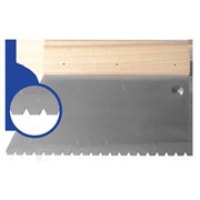 Шпатель с деревянным держателем 180мм, зуб B6 (5х4х3,6мм) прямая трапеция  Наш инструмент (25шт/уп)
