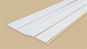 Панель потолочная  двухсекционная 250мм 3,0м  Идеал Глосси/Ламини  белый с золотом 001-2-Г (10шт/уп)