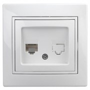 1-302-01 Intro Розетка телефонная RJ11, IP20, СУ, Plano, белый Под заказ