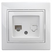 1-303-01 Intro Розетка информационная RJ45, IP20, СУ, Plano, белый Под заказ