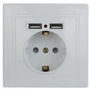 1-410-01  Intro Розетка+USB, IP20, СУ, Plano, белый Под заказ