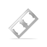 Рамка двухместная вертикальная  UNIVersal  серия  Бриллиант  серебро (еврослот),