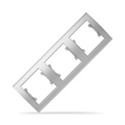 Рамка трехместная горизонтальная  UNIVersal  серия  Бриллиант  серебро (еврослот)