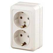 2-204-02 Intro Розетка 2х2P+E Schuko, 16А-250В, IP20, ОУ, Quadro, сл.кость (10/100/1800) Под заказ