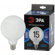 Лампа светодиодная ЭРА F-LED G125-15w-840-E27 OPAL  ЭРА (филамент, шар опал, 15Вт, нетр, E27)