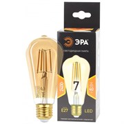 Лампа светодиодная  ЭРА F-LED ST64-7w-824-E27 gold  ЭРА (филамент, зол, 7Вт, тепл, E27)