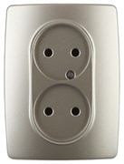 12-2107-04 ЭРА Розетка 2X2P,16A-250В, IP20, Эра12, шампань