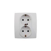 12-2104-01 ЭРА Розетка 2X2P+E Schuko со шторками,16АХ-250В, Эра12, белый (двухместная с заземление