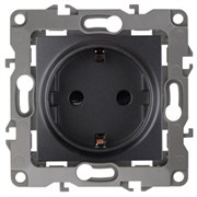 12-2101-05 ЭРА Розетка 2P+E Schuko,16А-250В, Эра12, антрацит (одноместная с заземлением)