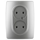 12-2107-03 ЭРА Розетка 2X2P,16A-250В, IP20, Эра12, алюминий