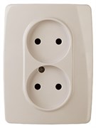 12-2107-02 ЭРА Розетка 2Х2P,16А-250В, IP20, Эра12, сл. кость (двухместная)