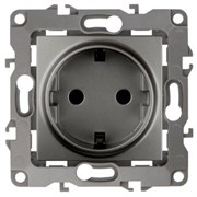 12-2101-12 ЭРА Розетка 2P+E Schuko,16АХ-250В, Эра12, графит (одноместная с заземлением)