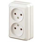 2-203-02 Intro Розетка 2х2P, 16А-250В, IP20, ОУ, Quadro, сл.кость (10/100/1600) Под заказ