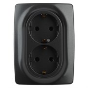 12-2106-05 ЭРА Розетка 2X2P+E Schuko, 16А-250В, Эра12, антрацит