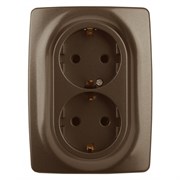 12-2106-13 ЭРА Розетка 2X2P+E Schuko, 16А-250В, Эра12, бронза