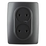12-2107-05 ЭРА Розетка 2X2P,16A-250В, IP20, Эра12, антрацит