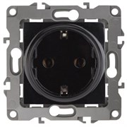 12-2101-06 ЭРА Розетка 2P+E Schuko,16АХ-250В, Эра12, черный (одноместная с заземлением)