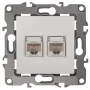 12-3108-02 ЭРА Розетка информационная двойная 2хRJ45, IP20, Эра12 слоновая кость