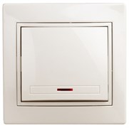 1-102-02 Intro Выключатель с подсветкой, 10А-250В, IP20, СУ, Plano, сл.кость (10/200/2400) Под заказ