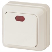 2-102-02 Intro Выключатель с подсветкой, 10А-250В, IP20, ОУ, Quadro, сл.кость (10/200) Под заказ