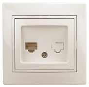 1-303-02  Intro Розетка информационная RJ45, IP20, СУ, Plano, сл.кость Под заказ