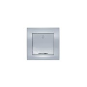 Кнопка звонка с символом и подсветкой  UNIVersal Бриллиант с/у,10А,220В,серебро(евросл,