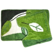 Набор ковриков для ванной 50х80 и 50х50 зеленые листья