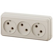 2-205-02 Intro Розетка 3х2P, 16А-250В, IP20, ОУ, Quadro, сл.кость (10/200/2400) Под заказ