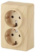 11-2205-11 ЭРА Розетка 2х2P+E Schuko, 16A-250В, IP20, ОУ, Эра Эксперт, сосна