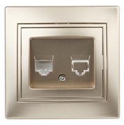 1-303-04  Intro Розетка информационная RJ45, IP20, СУ, Plano, шампань Под заказ