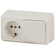 2-701-02 Intro Блок розетка+выкл.гориз., 10(16)А-250В, IP20, ОУ, Quadro, сл.кость Под заказ
