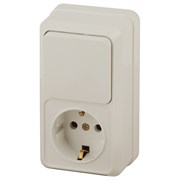 2-705-02 Intro Блок розетка+выкл.верт., 10(16)А-250В, IP20, ОУ, Quadro, сл.кость Под заказ