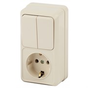 2-706-02 Intro Блок розетка+выкл. двойной верт., 10(16)А-250В, IP20, ОУ, Quadro, сл.кость Под заказ