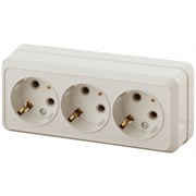 2-206-02 Intro Розетка 3х2P+E, 16А-250В, IP20, ОУ, Quadro, сл.кость (7/140/1680) Под заказ