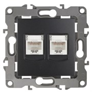 12-3108-05 ЭРА Розетка информационная двойная 2XRJ45, IP20, Эра12, антрацит