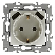 12-4109-15 ЭРА Розетка 2P+E 16А-250В, штор. с 2хUSB 5В-3А перламутр Под заказ