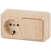 2-701-11 Intro Блок розетка+выкл.гориз., 10(16)А-250В, IP20, ОУ, Quadro, сосна