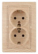 1-205-11 Intro Розетка 2X2P+E Schuko, 16А-250В, IP20, СУ, Plano, сосна