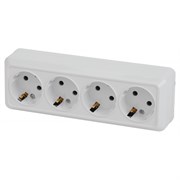 2-208-01 Intro Розетка 4х2P+E, 16А-250В, IP20, ОУ, Quadro, белый