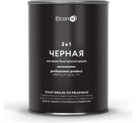 Грунт-эмаль по ржавчине Elcon 3 в 1 глянцевая черная RAL 9005 0,8 кг (12шт)