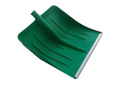 Снеговая лопата МЕТЕЛЬ №3  пластмассовая ЦВЕТНАЯ с алюм.планкой 410х400мм,ф32 с мет/чер