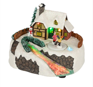 Светодиодная новогодняя фигура ЭРА EFIS-S02 композиция Деревня мультиколор 3*АА 16*13*12 см