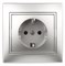 1-202-03 Intro Розетка 2P+E Schuko, 16А-250В, IP20, СУ, Plano, алюминий - фото 38473