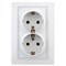 1-208-01 Розетка Intro Plano с заземлением двойная 2X2P+E Schuko со шторками, 16А-250В, IP20, СУ, бе - фото 48261